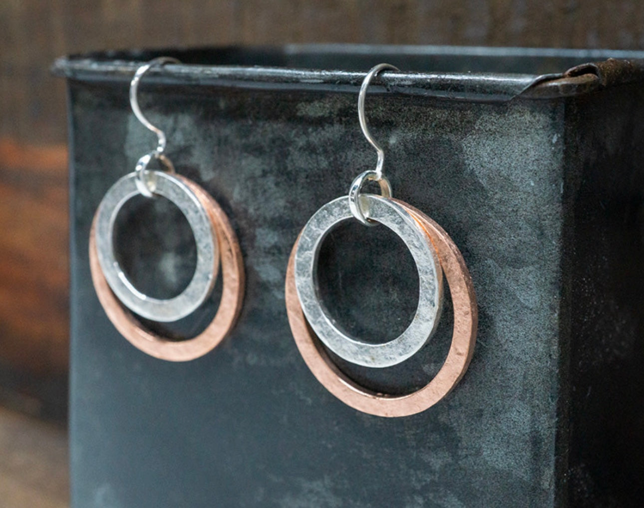 COPPER & SILVER RINGS EARRING