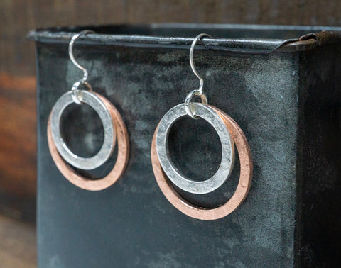 COPPER & SILVER RINGS EARRING