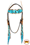 Western Horse Headstall Tack Bridle American Leather Feather Hilason