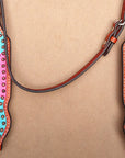 Western Headstall Horse Tack Bridle American Leather Pink Hilason