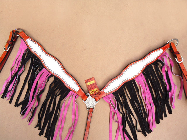 Hilason Western Horse Headstall &amp; Breast Collar American Leather Tan