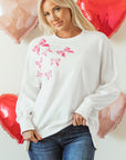 Valentine Bow Sequin Long Sleeve Oversize Sweatshirt