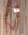 3/4" Hilltop Hermann Oak Harness Leather Snap Cheeks Horse Browband Headstall