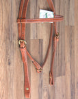 3/4" Hilason Hermann Oak Leather Chicago Screw Cheeks Horse Browband Headstall