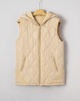 Solid Quilted Fleece Lined Zip Up Jacket Vest