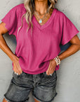 Emerson Crinkled V Neck Wide Sleeve Top