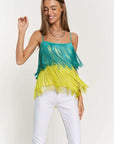 Fringe Overlay Cross Straps Party Cami Top