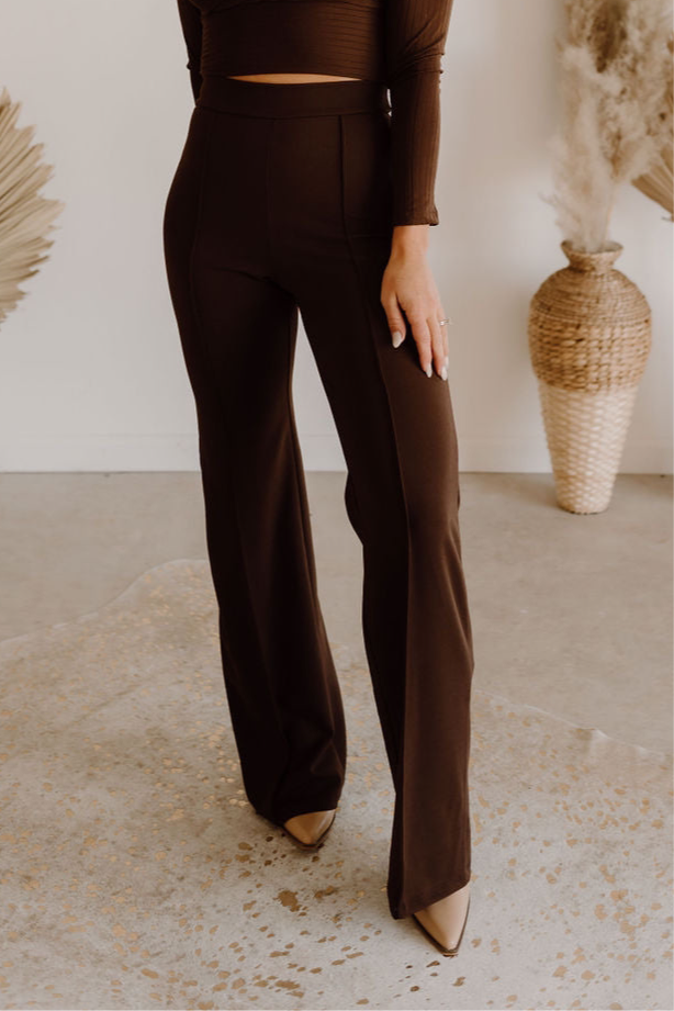 The Zoey Flare Trouser In Chocolate