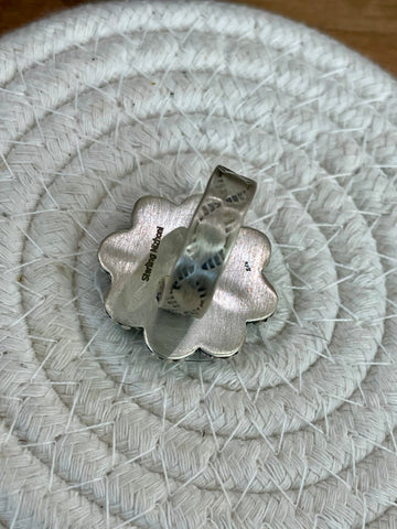 Beautiful Handmade Sterling Silver And Spice Flower Cluster Adjustable Ring