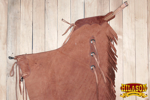 Hilason Western Bull Riding Chinks Chaps Handcrafted Working Genuine Leather Brown