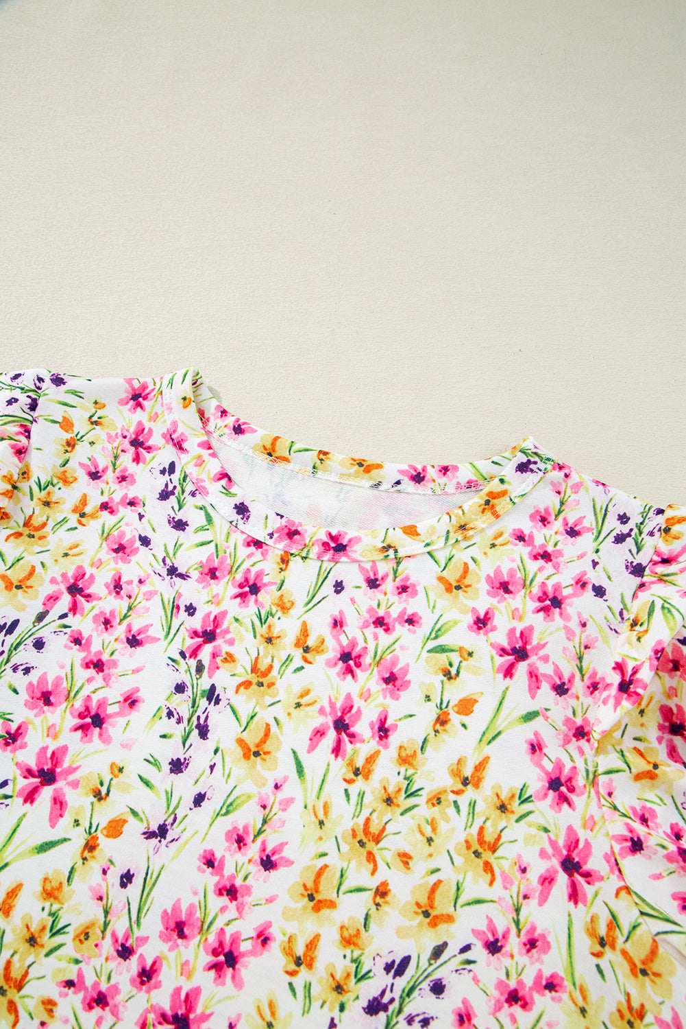 Floral Ruffle Puff Sleeve Blouse
