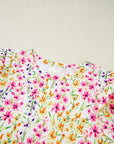 Floral Ruffle Puff Sleeve Blouse