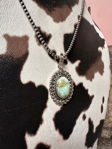 Beautiful Handmade Sterling Silver & Palomino Turquoise Pendant