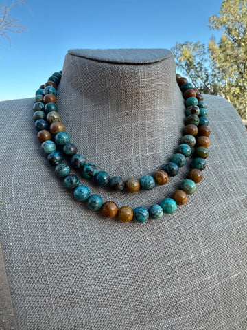 Navajo Tibetan Turquoise & Sterling Silver 10mm Beaded Necklace