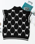 Amina Preppy Bow Zipped Collar Sweater