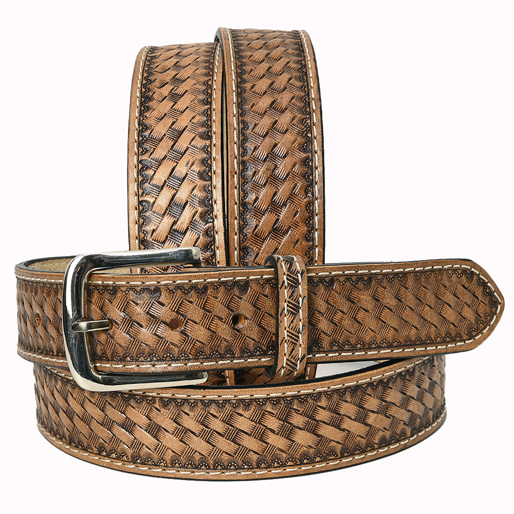 HILASON Western Genuine Leather Belt for Men Women Cowboy Cowgirl Handmade Unisex Full Grain Heavy Duty Tooled Belt for Jeans