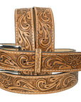 HILASON Western Genuine Leather Belt for Men Women Cowboy Cowgirl Handmade Unisex Full Grain Heavy Duty Floral Tooled Belt