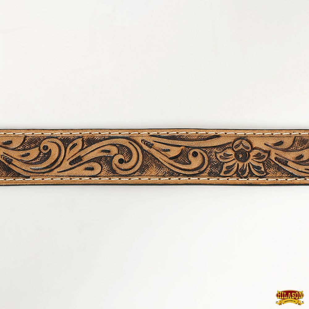 HILASON Western Genuine Leather Belt for Men Women Cowboy Cowgirl Handmade Unisex Full Grain Heavy Duty Floral Tooled Belt