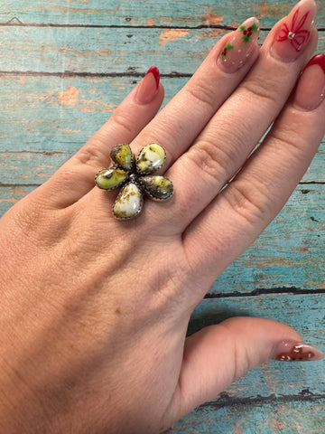 Handmade Palomino & Turquoise Adjustable Ring-Sterling Silver Elegance