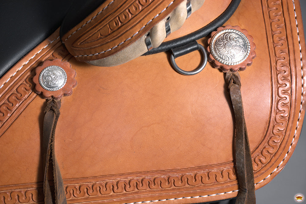 Hilason Western Horse Treeless Trail Saddle Genuine American Leather Tan