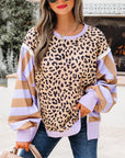 Olivia Stripe Leopard Casual Sweatshirt