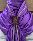 35X35" Solid Purple Wild Rag / Scarf - Leather Slide and Bolo Tie