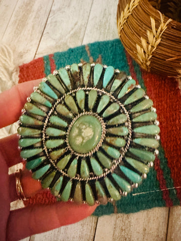 Navajo Turquoise & Sterling Silver Cluster Hair Barrette