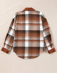 Plaid Corduroy Patchwork Pocketed Shacket