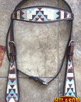 Hilason Western Horse Headstall Bridle American Leather Brown Aztec