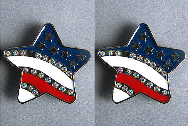 Western Screw Back Concho 1.5In Us Flag Star Crystal Bling Saddle Hilason