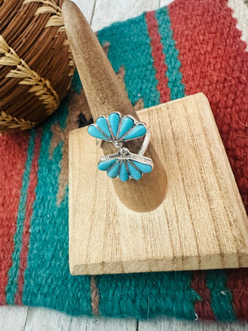 Zuni Sterling Silver & Turquoise Adjustable Ring