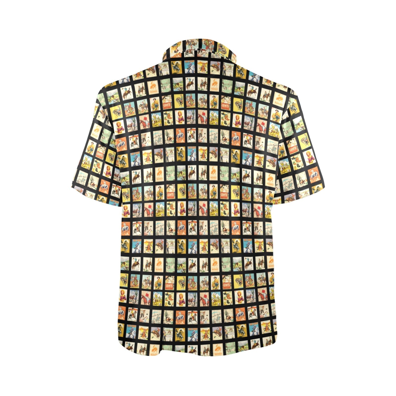 Cowboy Collage Men&#39;s Western Polo Style Shirt