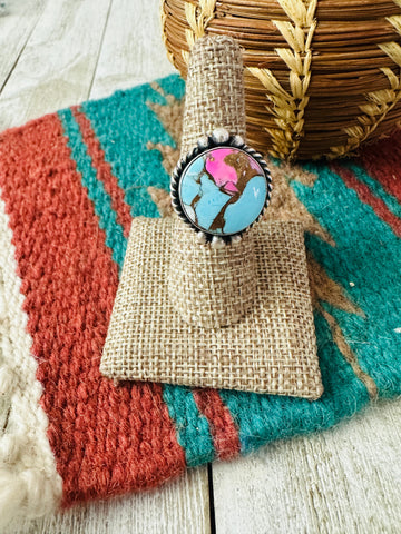 Navajo Sterling Silver & Cotton Candy Adjustable Ring