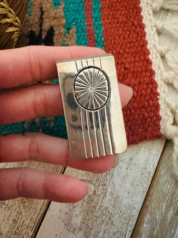 Navajo Hand Stamped Sterling Silver Money Clip