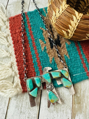 Zuni Sterling Silver & Turquoise Thunderbird Necklace by Jude Candelaria