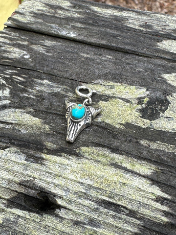 Sterling Silver and Turquoise Steer Head Charm