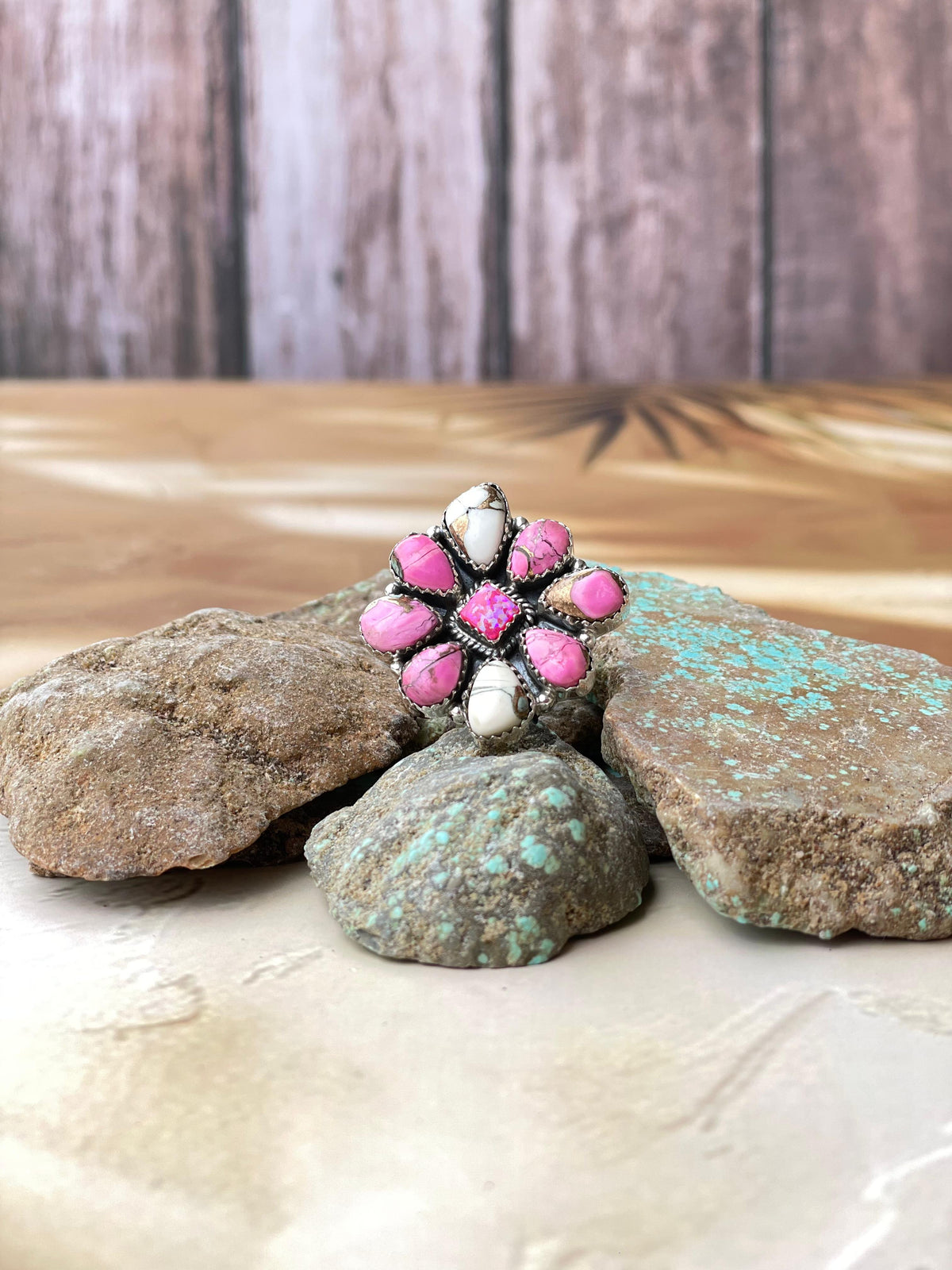 Handmade Hot Pink Fire Opal, Cotton Candy Sterling Adjustable Ring