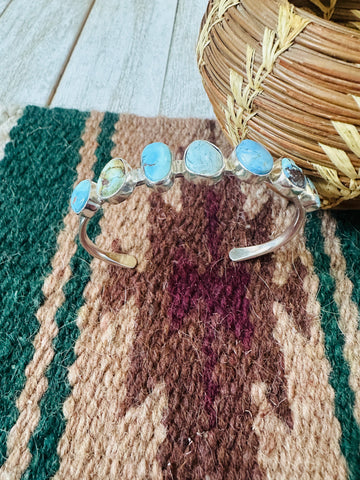 Navajo Sterling Silver Golden Hills Turquoise Cuff Bracelet-Unique Style