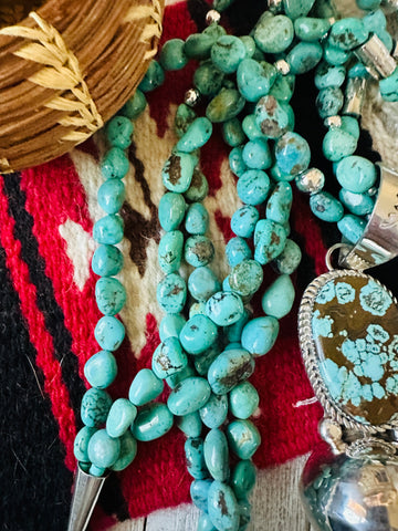 Vintage Navajo Turquoise & Silver Necklace | Old Pawn Blossom Jewelry