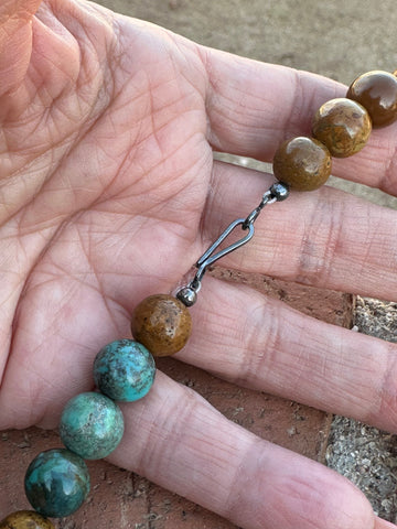 Navajo Tibetan Turquoise & Sterling Silver 10mm Beaded Necklace