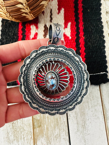 Navajo Sterling Silver & Golden Hills Turquoise Pendant by Kevin Billah