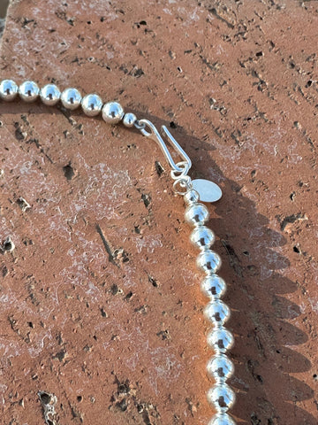 Sterling Silver Elegant Navajo Pearl Style Beaded Necklace 6mm