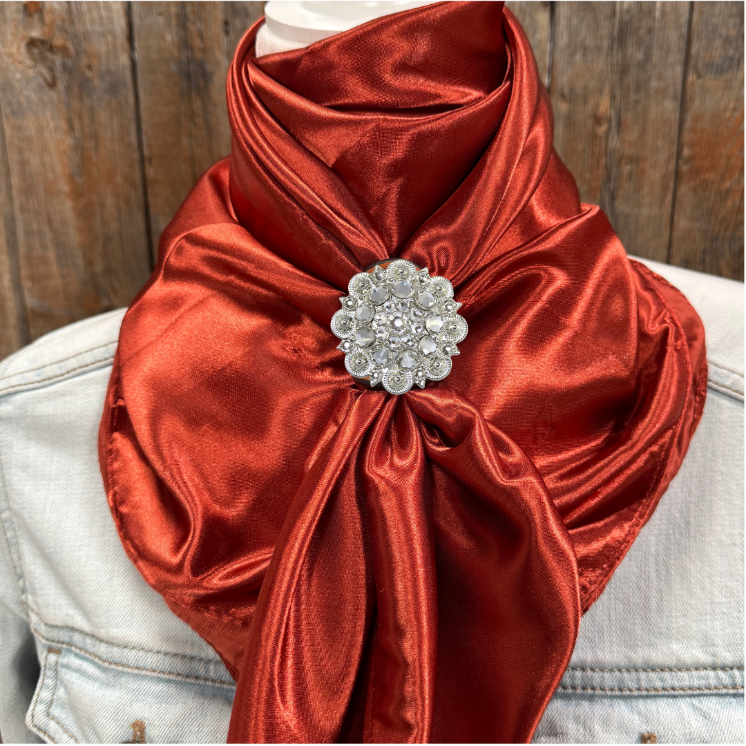 35X35&quot; Solid Rust Wild Rag / Scarf WRS16 - Crystal Concho Wild Rag Slides - Assorted
