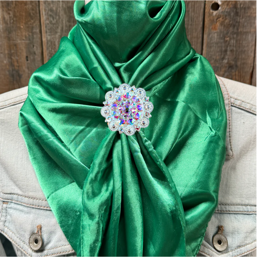 35X35&quot; Solid Green Wild Rag / Scarf WRS18 - Crystal Concho Wild Rag Slides - Assorted