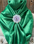 35X35" Solid Green Wild Rag / Scarf WRS18 - Crystal Concho Wild Rag Slides - Assorted