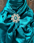 35X35" Solid Teal Wild Rag / Scarf WRS5 - Crystal Concho Wild Rag Slides - Assorted