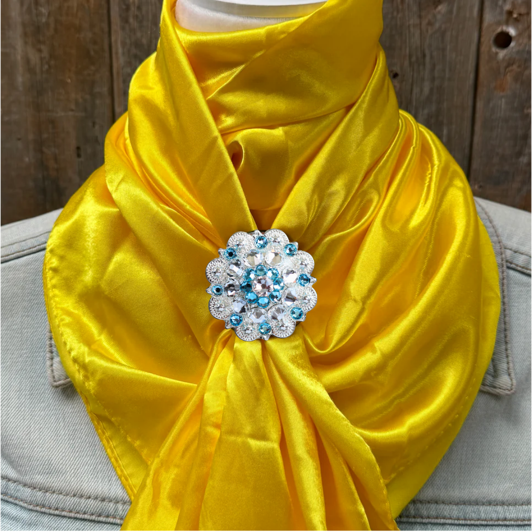 35X35&quot; Solid Yellow Wild Rag / Scarf WRS23 - Crystal Concho Wild Rag Slides - Assorted