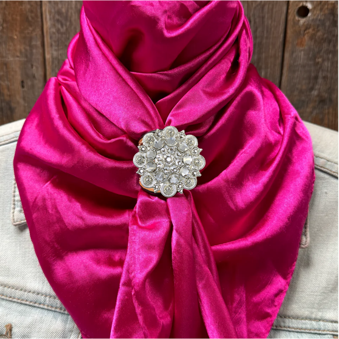 35X35&quot; Solid Fuchsia Wild Rag / Scarf WRS12 - Crystal Concho Wild Rag Slides - Assorted