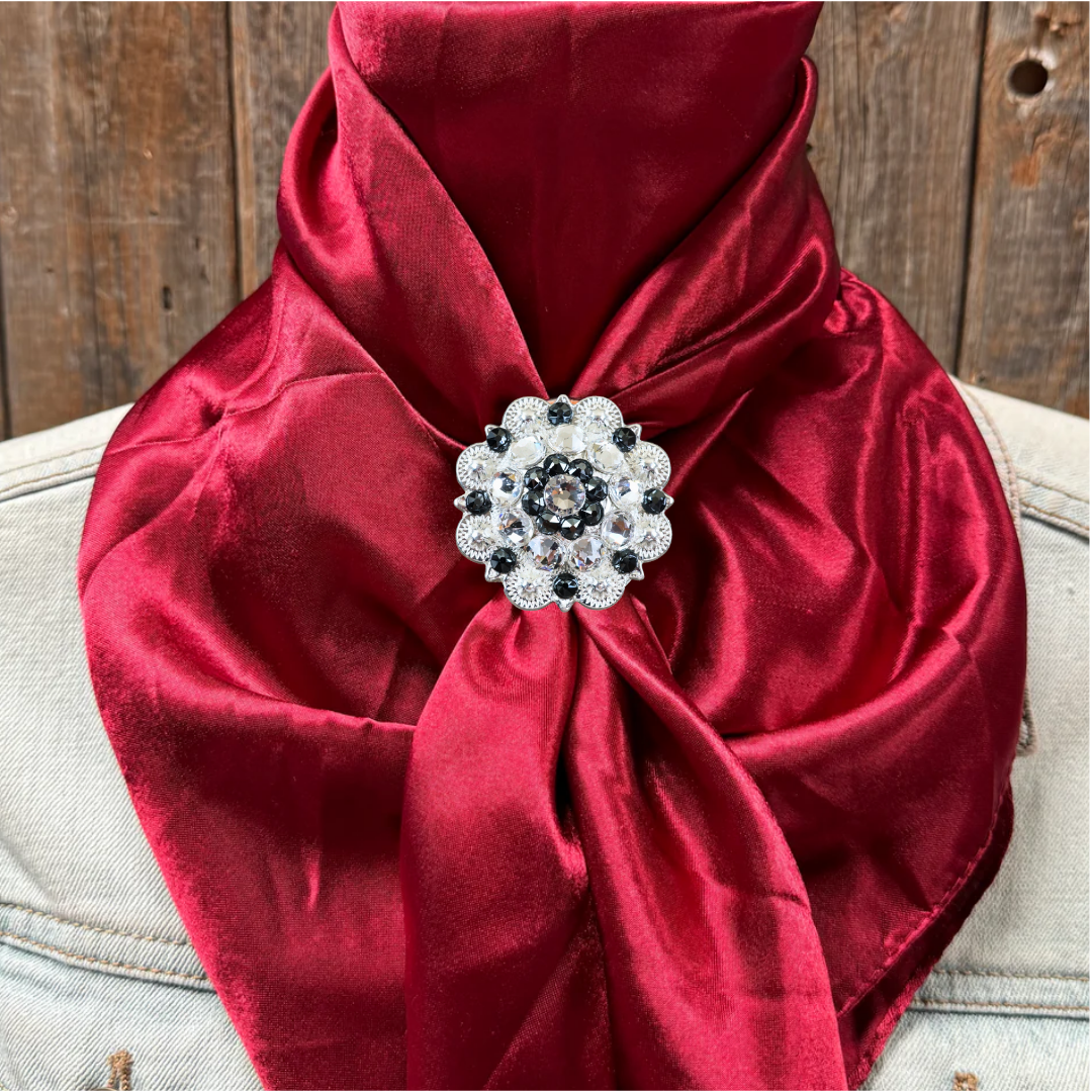 35X35&quot; Solid Burgundy Wild Rag / Scarf WRS14 - Crystal Concho Wild Rag Slides - Assorted