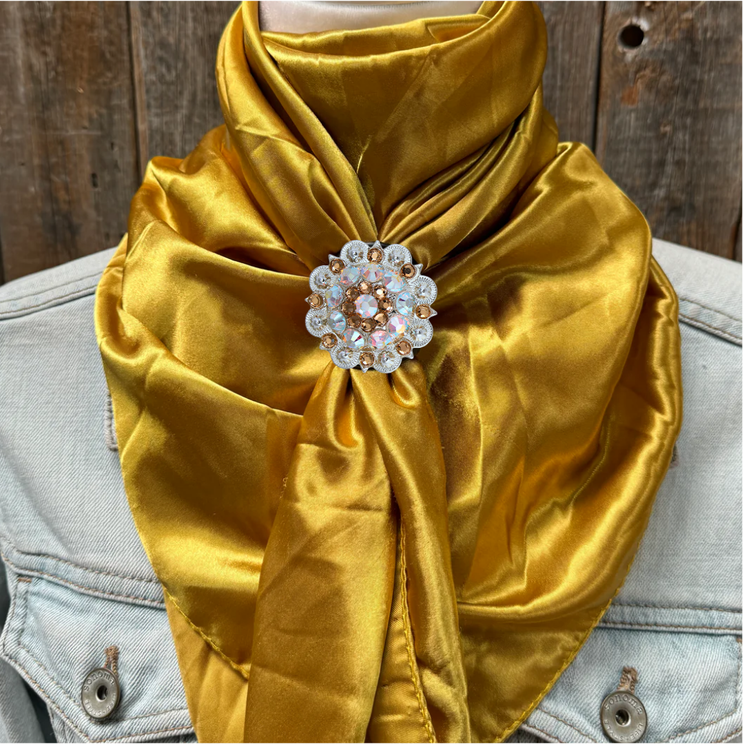 35X35&quot; Solid Mustard Yellow Wild Rag / Scarf WRS19 - Crystal Concho Wild Rag Slides - Assorted